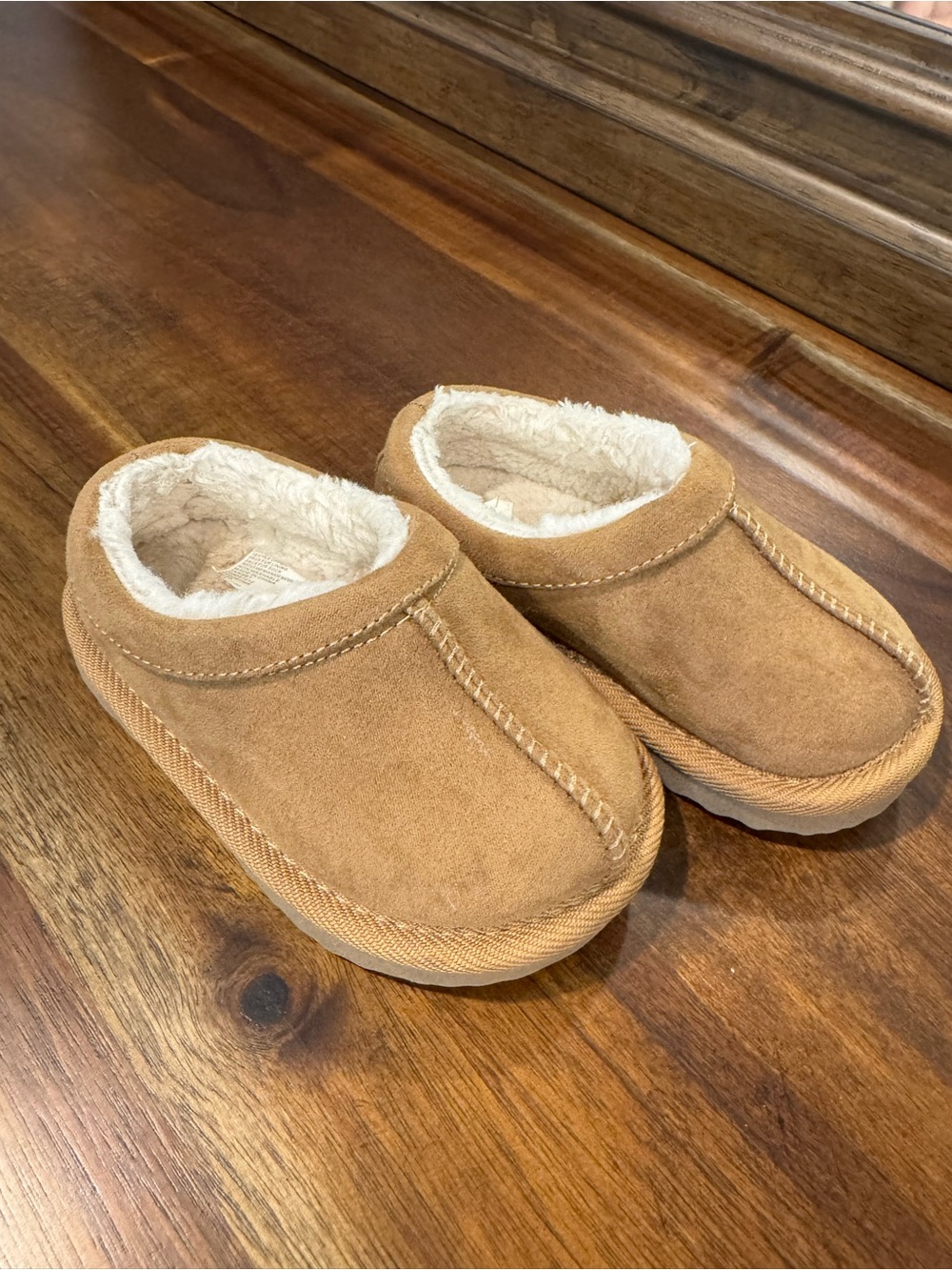 Cozy Tan Suede Slip-On Slippers